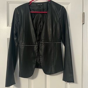 Double Zero Black Faux Leather Zip-Accent Jacket